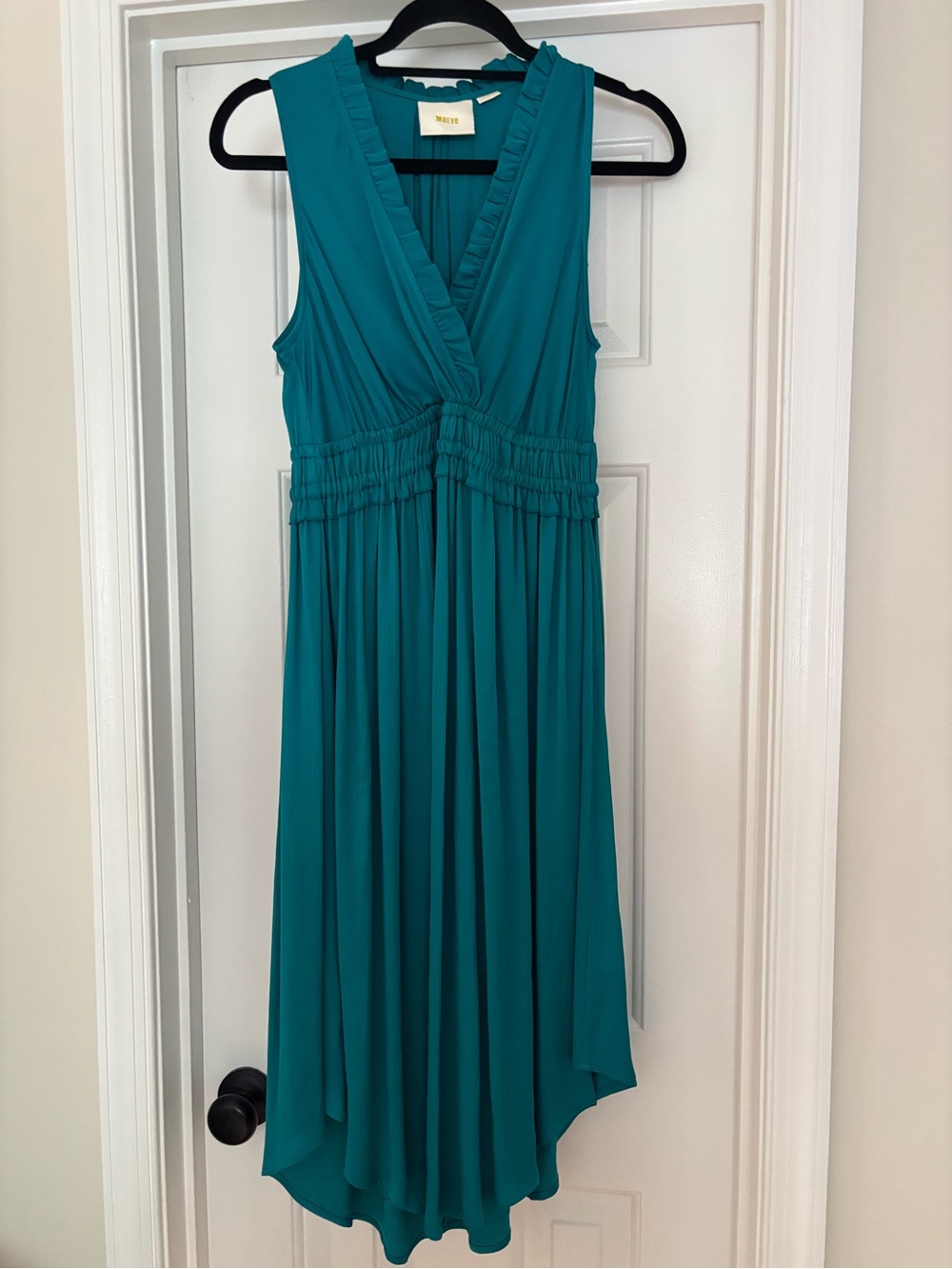 Maeve Teal Sleeveless V-Neck Dress